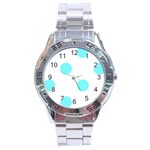 Polka Dots - Electric Blue on White Stainless Steel Analogue Watch