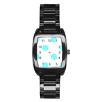 Polka Dots - Electric Blue on White Stainless Steel Barrel Watch