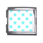 Polka Dots - Electric Blue on White Mega Link Italian Charm (18mm)