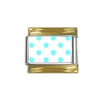 Polka Dots - Electric Blue on White Gold Trim Italian Charm (9mm)