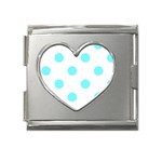 Polka Dots - Electric Blue on White Mega Link Heart Italian Charm (18mm)