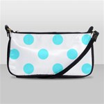 Polka Dots - Electric Blue on White Shoulder Clutch Bag