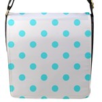 Polka Dots - Electric Blue on White Flap Closure Messenger Bag (S)