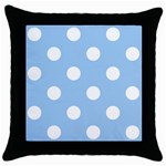 Polka Dots - White on Baby Blue Throw Pillow Case (Black)