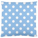 Polka Dots - White on Baby Blue Large Flano Cushion Case (One Side)