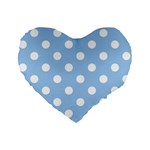 Polka Dots - White on Baby Blue Standard 16  Premium Flano Heart Shape Cushion