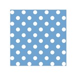 Polka Dots - White on Iceberg Blue Small Satin Scarf  (Square)