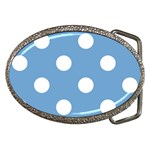 Polka Dots - White on Iceberg Blue Belt Buckle