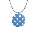 Polka Dots - White on Iceberg Blue 1  Button Necklace