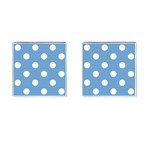 Polka Dots - White on Iceberg Blue Cufflinks (Square)