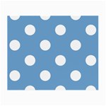 Polka Dots - White on Iceberg Blue Small Glasses Cloth (2 Sides)