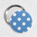 Polka Dots - White on Iceberg Blue 2.25  Handbag Mirror