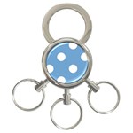 Polka Dots - White on Iceberg Blue 3-Ring Key Chain