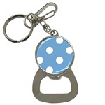 Polka Dots - White on Iceberg Blue Bottle Opener Key Chain