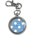 Polka Dots - White on Iceberg Blue Key Chain Watch