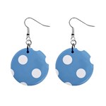 Polka Dots - White on Iceberg Blue 1  Button Earrings