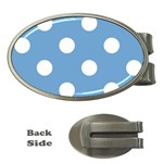 Polka Dots - White on Iceberg Blue Money Clip (Oval)