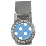 Polka Dots - White on Iceberg Blue Money Clip (CZ)