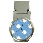 Polka Dots - White on Iceberg Blue Money Clip Watch