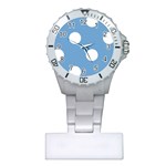 Polka Dots - White on Iceberg Blue Nurses Watch