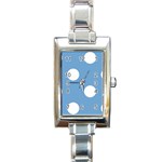 Polka Dots - White on Iceberg Blue Rectangle Italian Charm Watch