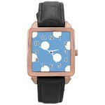 Polka Dots - White on Iceberg Blue Rose Gold Leather Watch