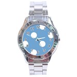 Polka Dots - White on Iceberg Blue Stainless Steel Analogue Watch