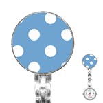 Polka Dots - White on Iceberg Blue Stainless Steel Nurses Watch