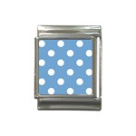 Polka Dots - White on Iceberg Blue Italian Charm (13mm)