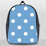 Polka Dots - White on Iceberg Blue School Bag (Large)