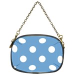 Polka Dots - White on Iceberg Blue Chain Purse (One Side)