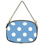 Polka Dots - White on Iceberg Blue Chain Purse (Two Sides)