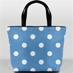 Polka Dots - White on Iceberg Blue Bucket Bag