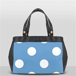 Polka Dots - White on Iceberg Blue Oversize Office Handbag (One Side)