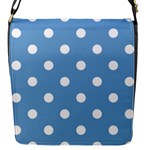 Polka Dots - White on Iceberg Blue Flap Closure Messenger Bag (S)