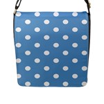 Polka Dots - White on Iceberg Blue Flap Closure Messenger Bag (L)