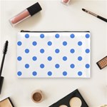 Polka Dots - Cornflower Blue on White Cosmetic Bag (M)