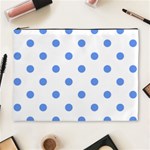 Polka Dots - Cornflower Blue on White Cosmetic Bag (XL)