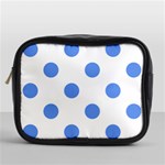 Polka Dots - Cornflower Blue on White Mini Toiletries Bag (One Side)