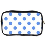 Polka Dots - Cornflower Blue on White Toiletries Bag (Two Sides)