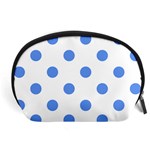 Polka Dots - Cornflower Blue on White Accessory Pouch (Large)