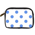 Polka Dots - Cornflower Blue on White Digital Camera Leather Case