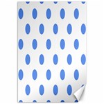 Polka Dots - Cornflower Blue on White Canvas 12  x 18 