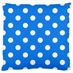 Polka Dots - White on Dodger Blue Large Cushion Case (One Side)