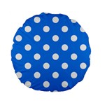 Polka Dots - White on Dodger Blue Standard 15  Premium Round Cushion