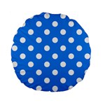 Polka Dots - White on Dodger Blue Standard 15  Premium Flano Round Cushion