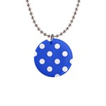 Polka Dots - White on Royal Blue 1  Button Necklace