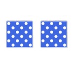 Polka Dots - White on Royal Blue Cufflinks (Square)