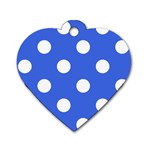 Polka Dots - White on Royal Blue Dog Tag Heart (One Side)