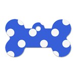 Polka Dots - White on Royal Blue Dog Tag Bone (One Side)